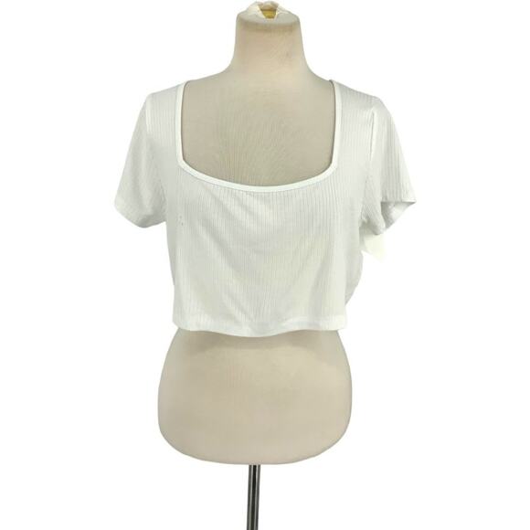 ASOS Design Hourglass Square Neck Rib Top White Plus Size 14 NWOT - Picture 2 of 9